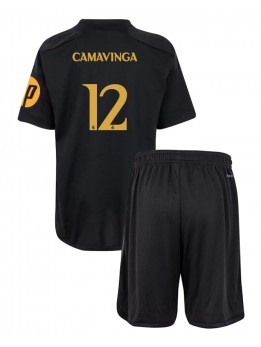 Billige Real Madrid Eduardo Camavinga #12 Tredjedraktsett Barn 2023-24 Kortermet (+ Korte bukser)